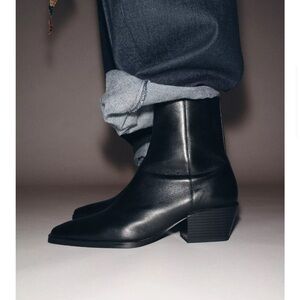 Zara Wide Leather Ankle Boots